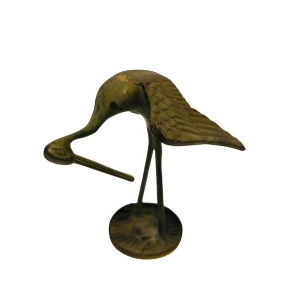 Vintage Brass Bird Crane Heron Stork Figure - Picture 3 of 6